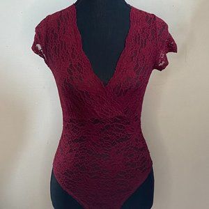 Willow - Red Lace BodySuit - Small